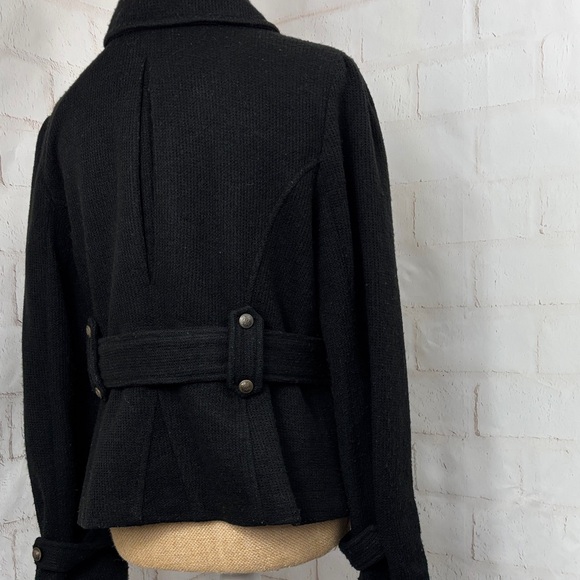 Black Military-Style Button Front Knitted Blazer - Picture 4 of 14